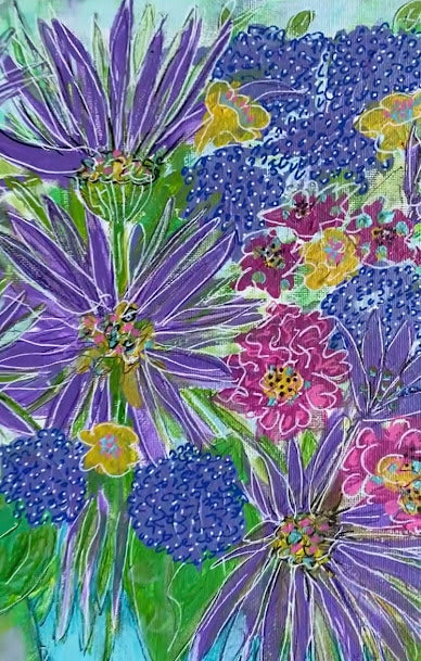 Original Art: Standard Canvas: Purple Periwinkles