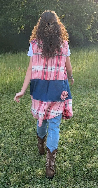 'Addie' Pink Flannel Vest