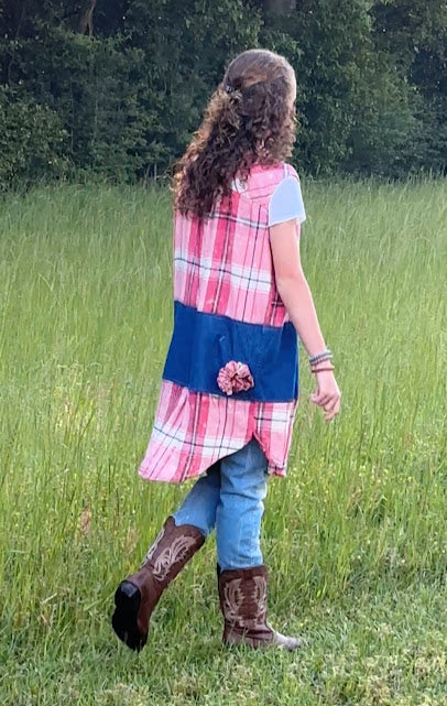 'Addie' Pink Flannel Vest