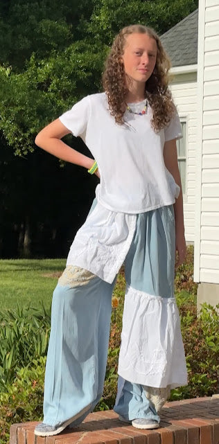 'Jennifer' Boho Lace Chambray Pant