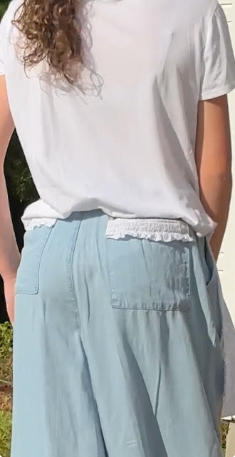 'Jennifer' Boho Lace Chambray Pant