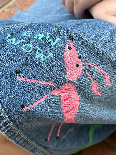 'Lulu' Hand Painted Denim Skirt