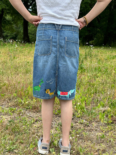 'Lulu' Hand Painted Denim Skirt