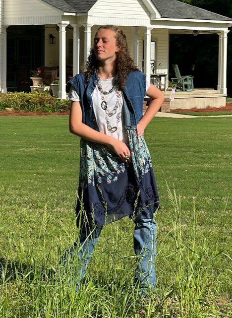 'Madison' Floral Denim Vest