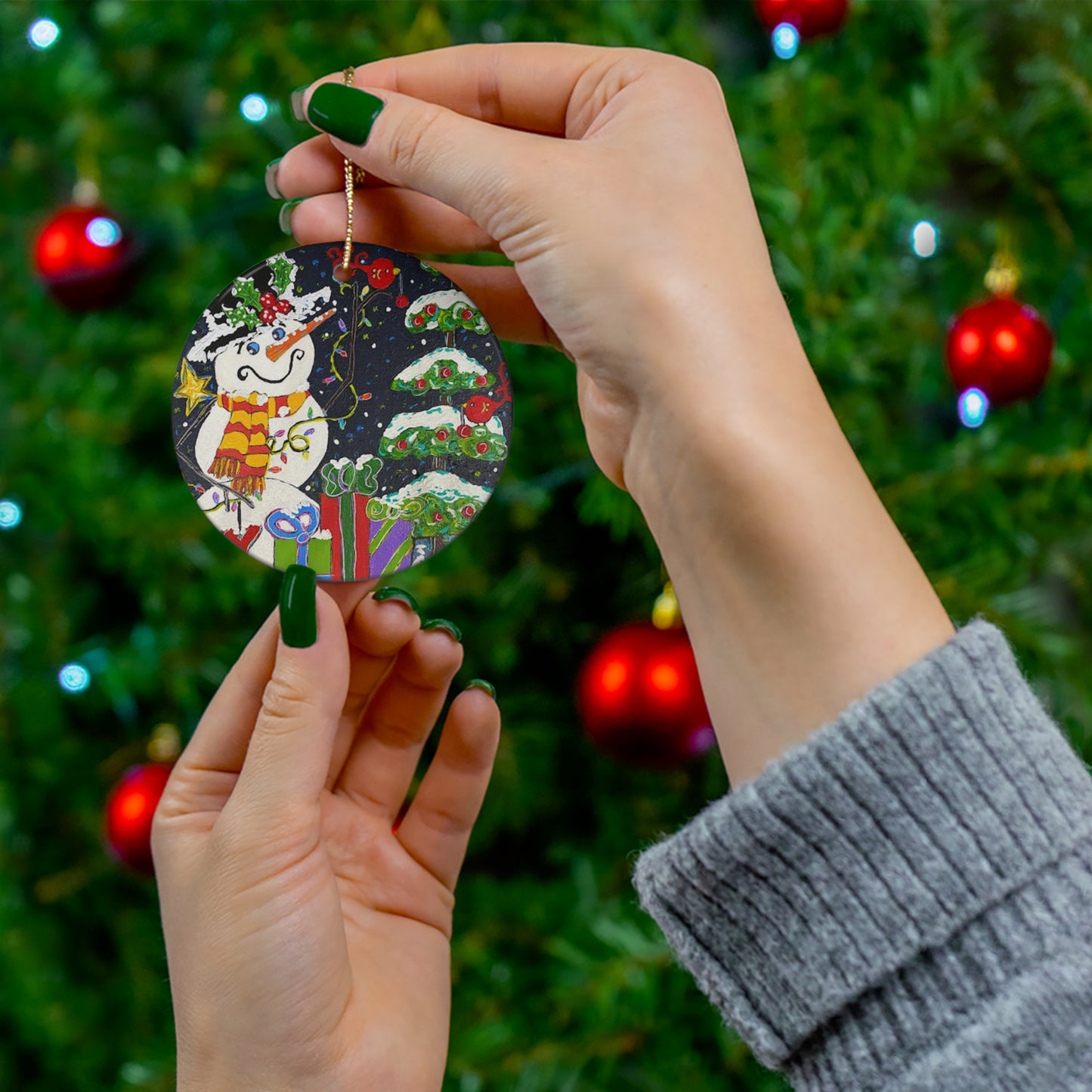 Ceramic Christmas Ornament - Snowman