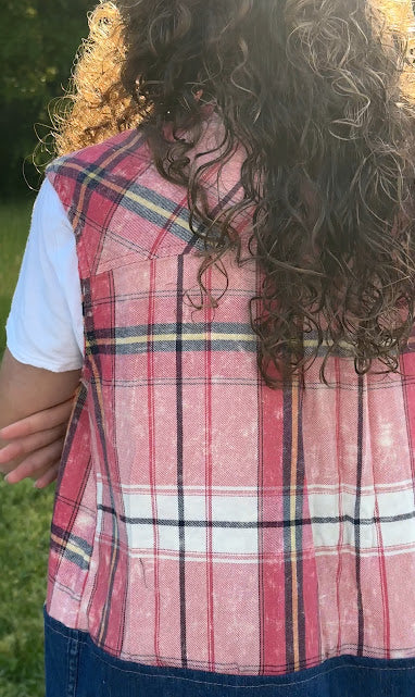 'Addie' Pink Flannel Vest