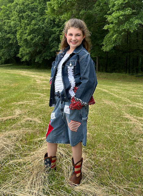 'Ashley' Patriotic Denim Jacket