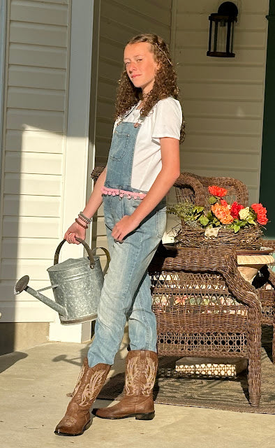 'Claire' Gypsy Handstitched Denim Overalls