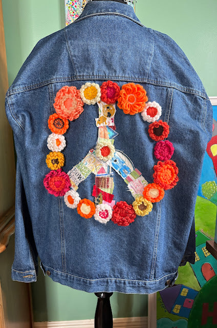 'Donna' Oversized Peace Denim Jacket