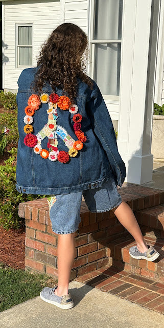 'Donna' Oversized Peace Denim Jacket