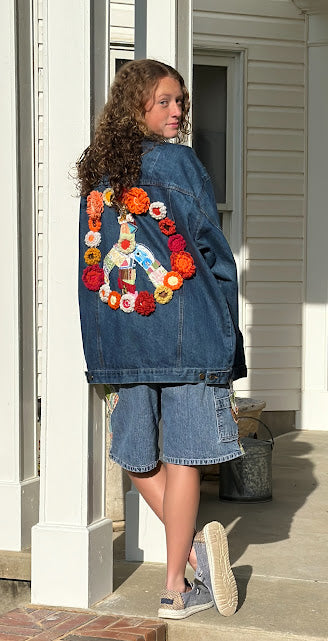 'Donna' Oversized Peace Denim Jacket