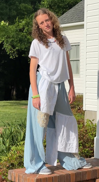 'Jennifer' Boho Lace Chambray Pant