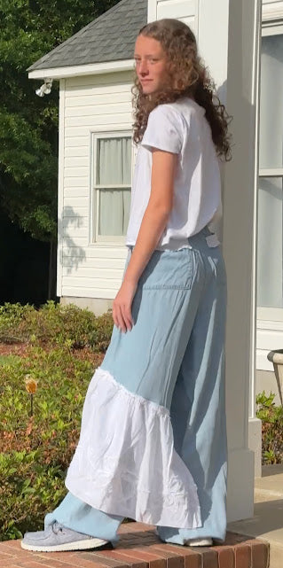 'Jennifer' Boho Lace Chambray Pant