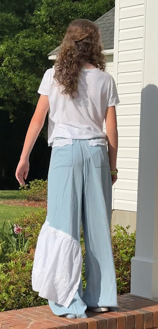 'Jennifer' Boho Lace Chambray Pant