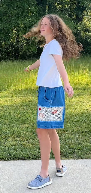 'Jessie' Crocheted Denim Shorts