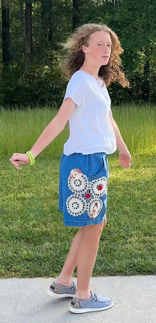 'Jessie' Crocheted Denim Shorts