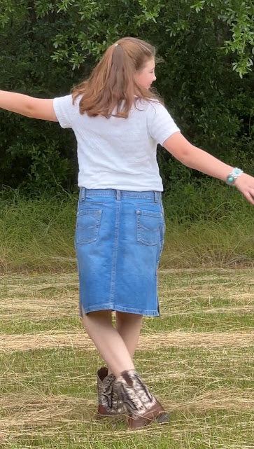 'Laura' Embroidered Denim Skirt