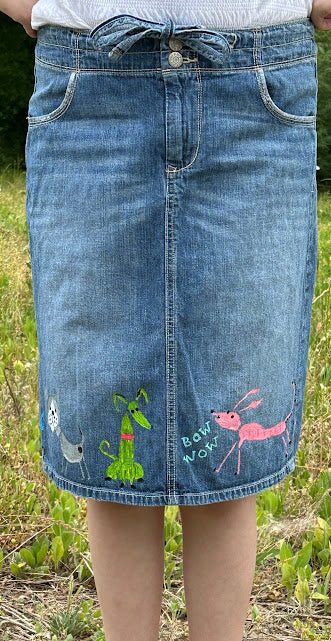 'Lulu' Hand Painted Denim Skirt