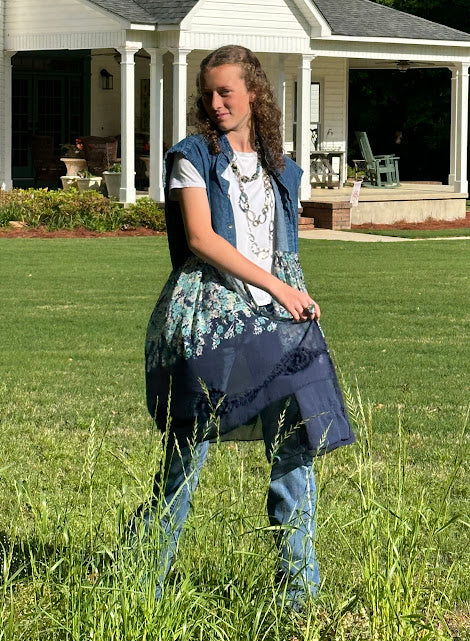 'Madison' Floral Denim Vest