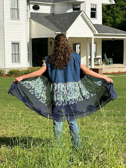 'Madison' Floral Denim Vest