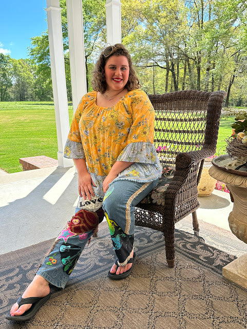 'Miss Deb' Handstitched Boho-Hippie Jeans