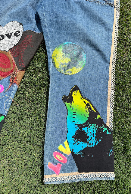 'Miss Deb' Handstitched Boho-Hippie Jeans