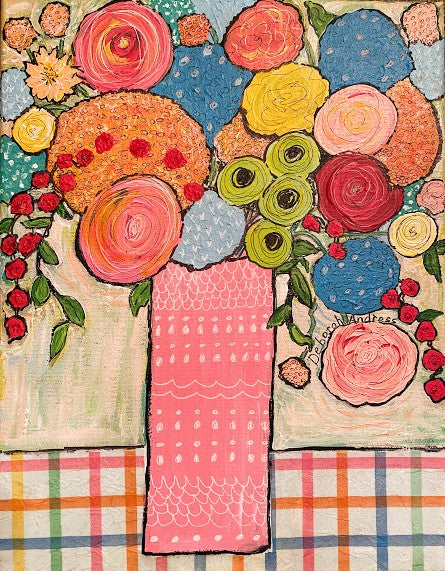 Original Art: Standard Canvas--Whimsical Floral Bouquet